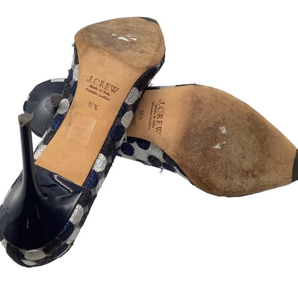 J. CREW COLLECTION 10.5 Elsie Polka Dot Mesh Stiletto Pumps Point Toe Navy Multi - Picture 9 of 11